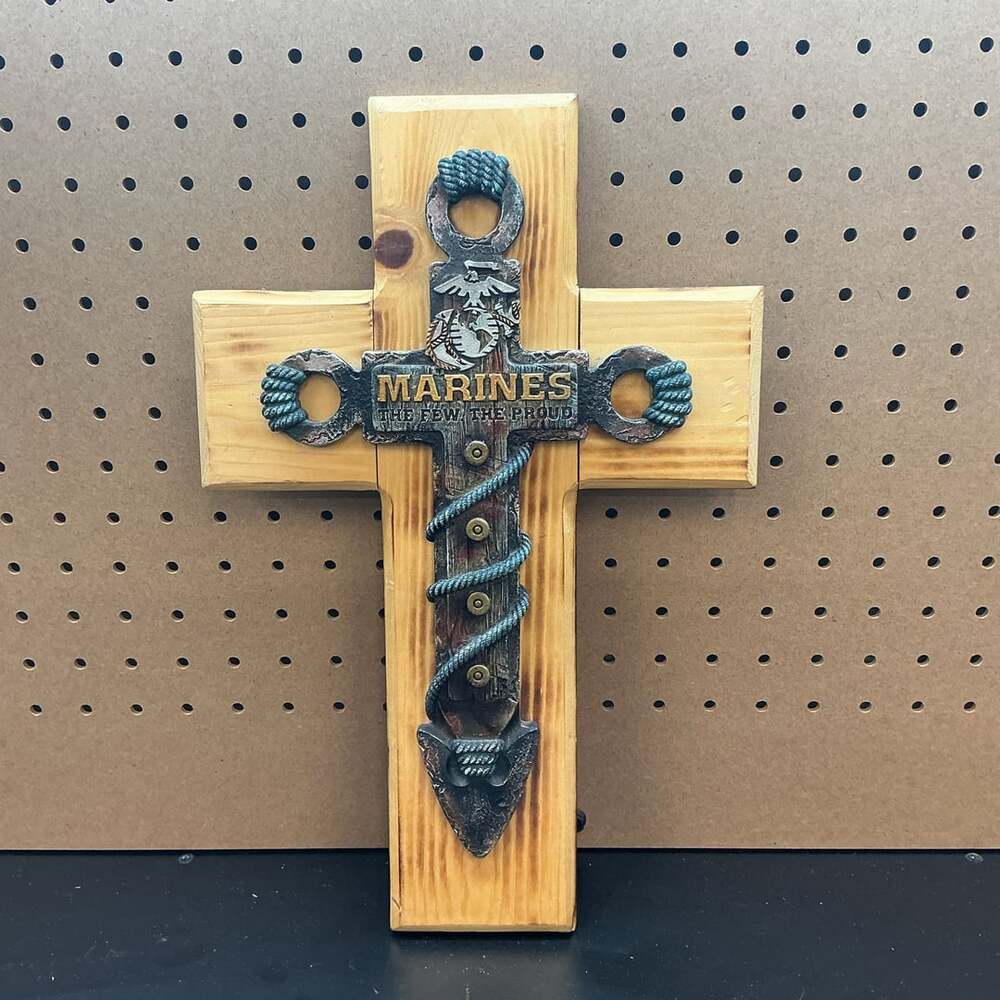 US Marines The Few The Proud Decorative Wooden Wall Cross